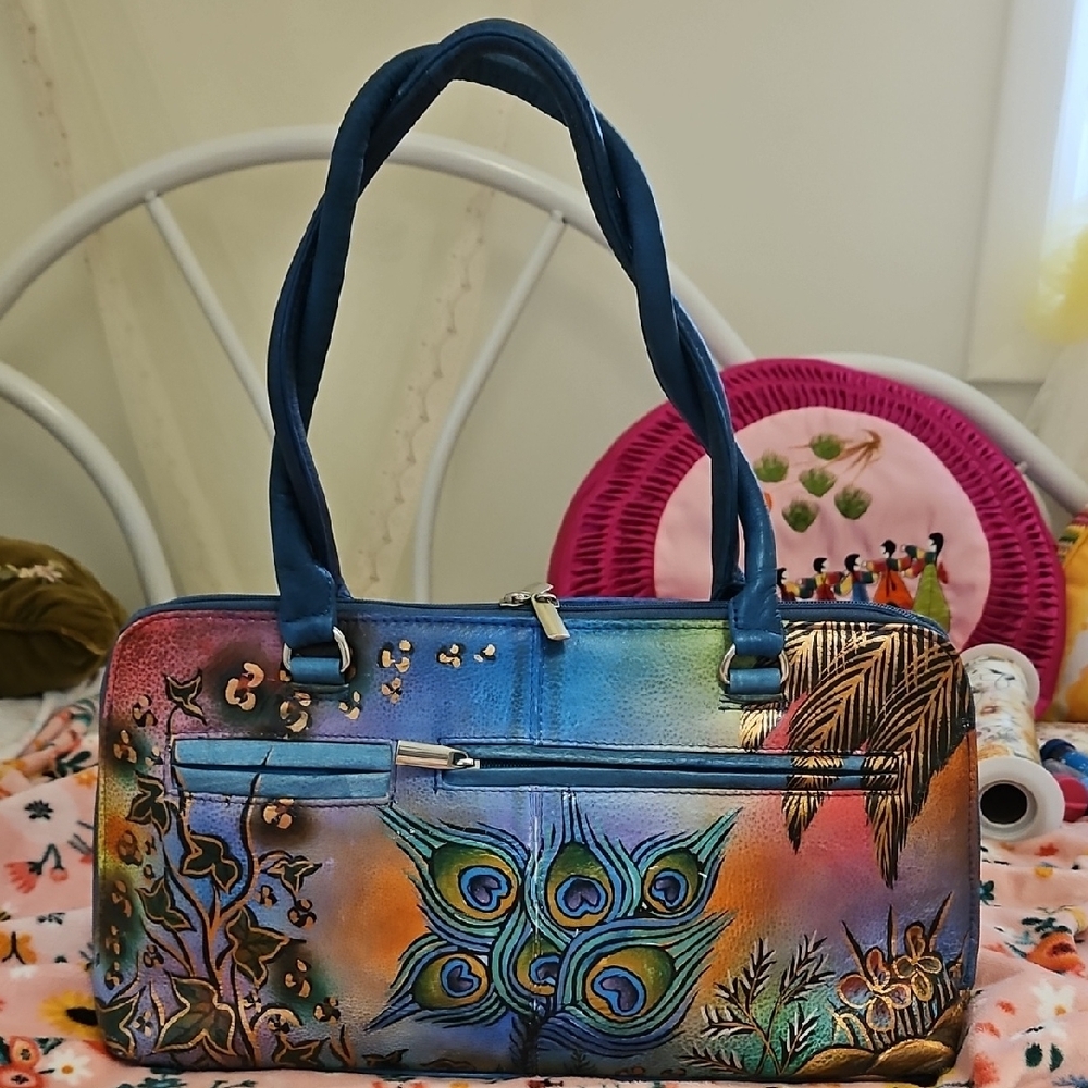 Biacci Leather Colorful Peacock Design Women's Shoulder Bag